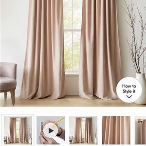 West Elm Worn Velvet Curtains - Dusty Rose only 48x 84L -